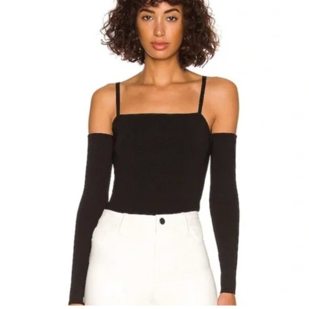 New! Alice + Olivia EVIA TANK WITH ARM WARMERS Black Sz XS $330